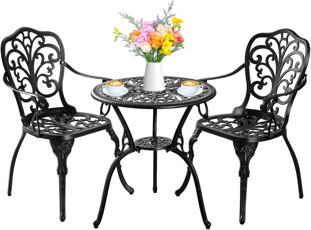 Bistro Set 3 Piece Outdoor, Bistro Table and Chairs Set of 2, All Weather Pat...