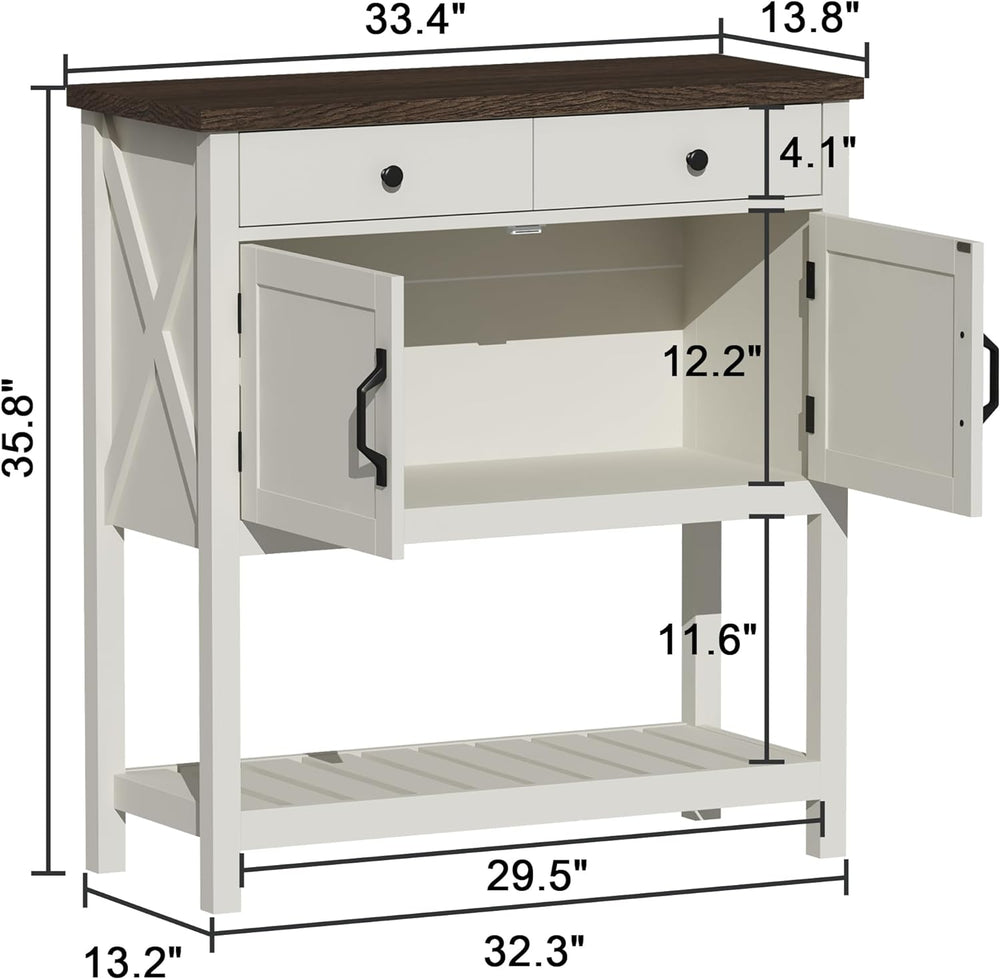 ChooChoo Farmhouse Console Table, 33.5" W Entryway Cabinet with Drawer