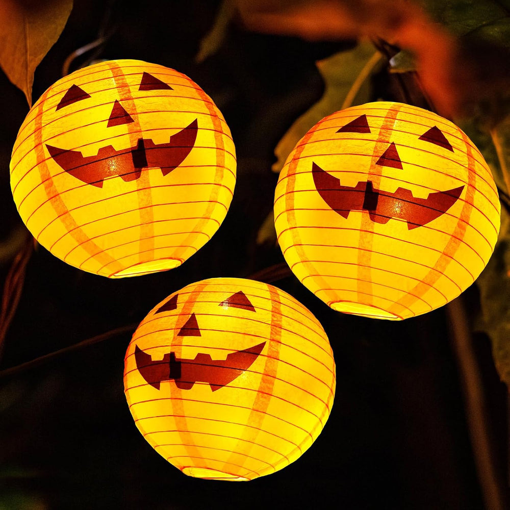 Retisee 20 Pcs 10 Inch Halloween Pumpkin Paper Lanterns Jack O Lantern