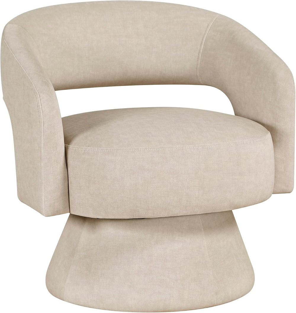Lexicon Swivel Accent Chair, Modern Velvet Round Barrel Chair, Taupe