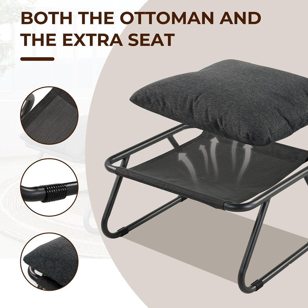 Grand patio Outdoor Lounge Chair with Footrest & Cushion, Dark Gray