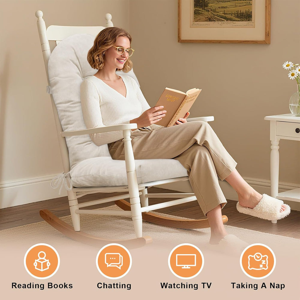 Rocking Chair Cushion 44x19, Plush 4 Inch Thick Velvet Replacement Cushion, N...