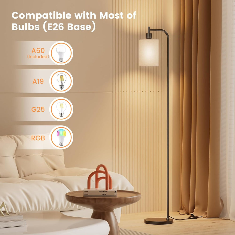 SIBRILLE Floor Lamp with Linen Shade, Dimmable Tall Standing Lamp with Remote...