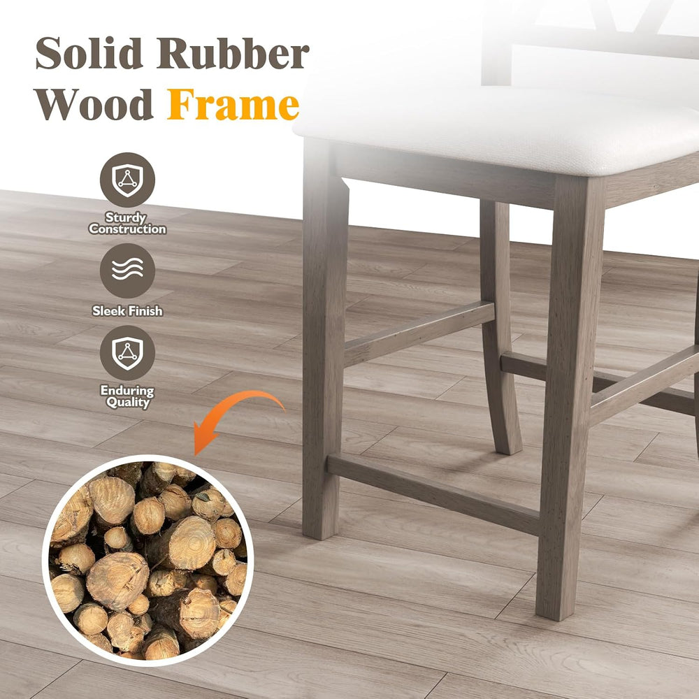 Giantex Wood Bar Stools Set of 2, 24" Counter Height Bar Stools w/Cross ...