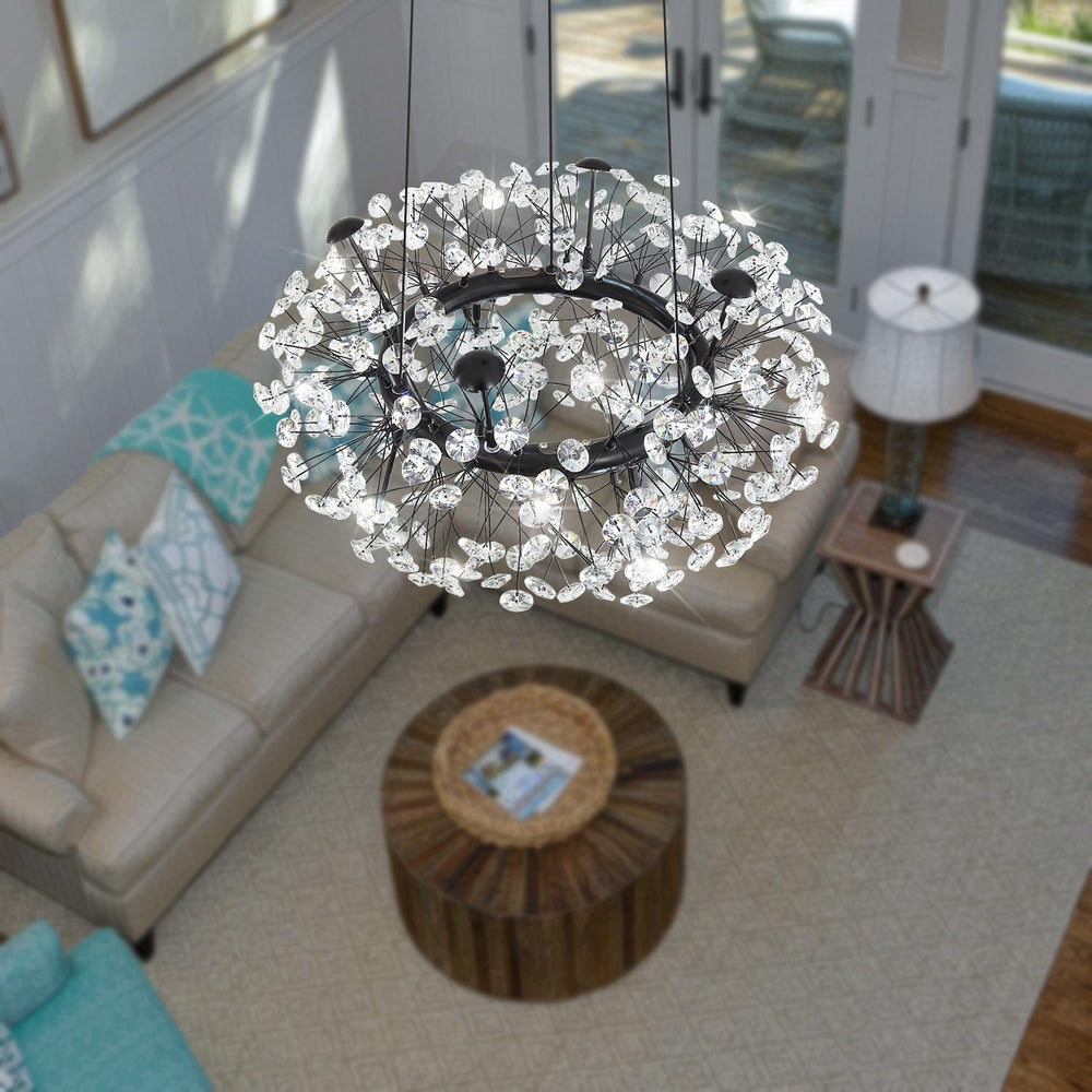 ykolupty 8-Light Dandelion Black Chandelier for Dining Room, Sputnik Pendant ...