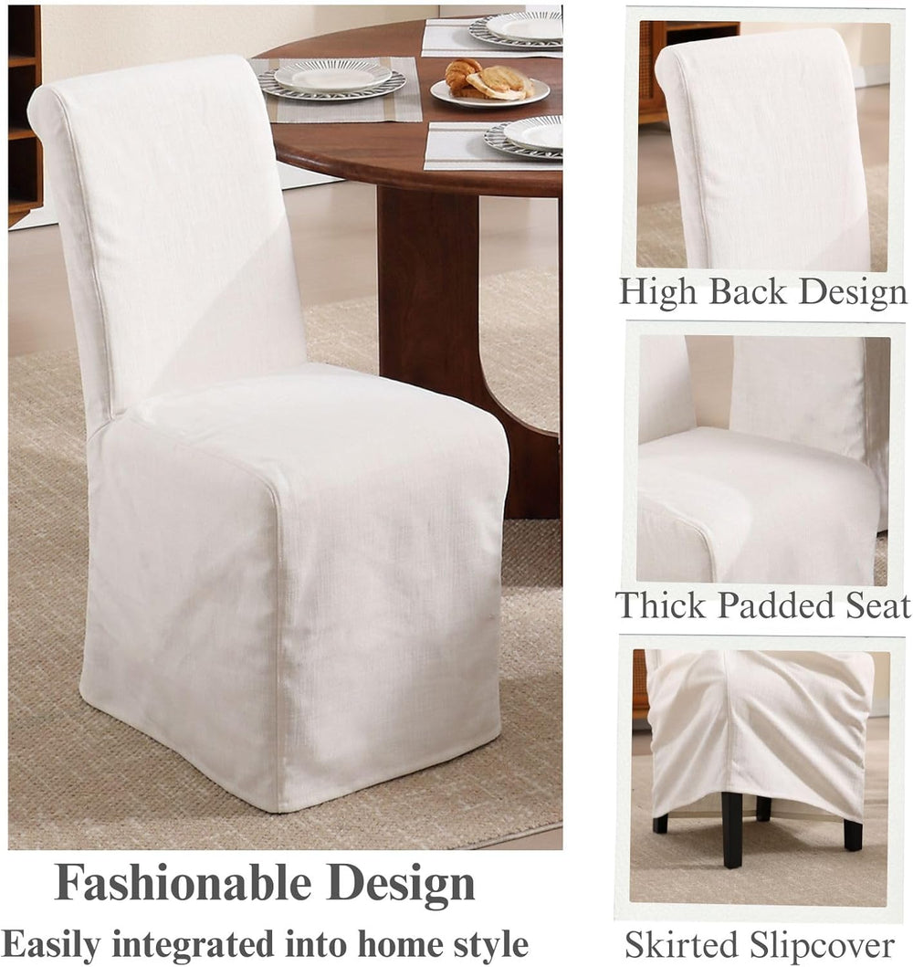Parsons Dining Chairs Set of 6, Upholstered Slipcovered Dining Room Chairs wi...