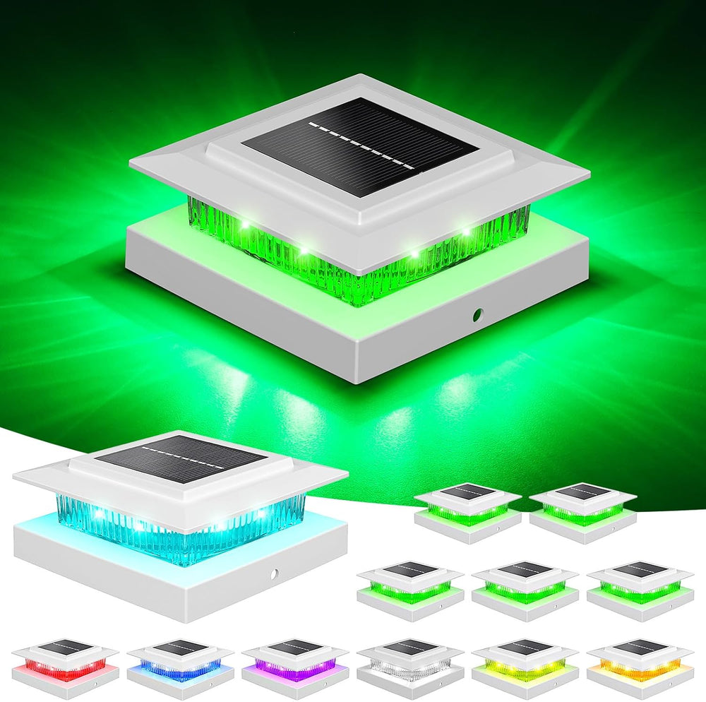 NIORSUN 4x4 Post Solar Lights Color Changing,Solar Post Light,12 Pack White