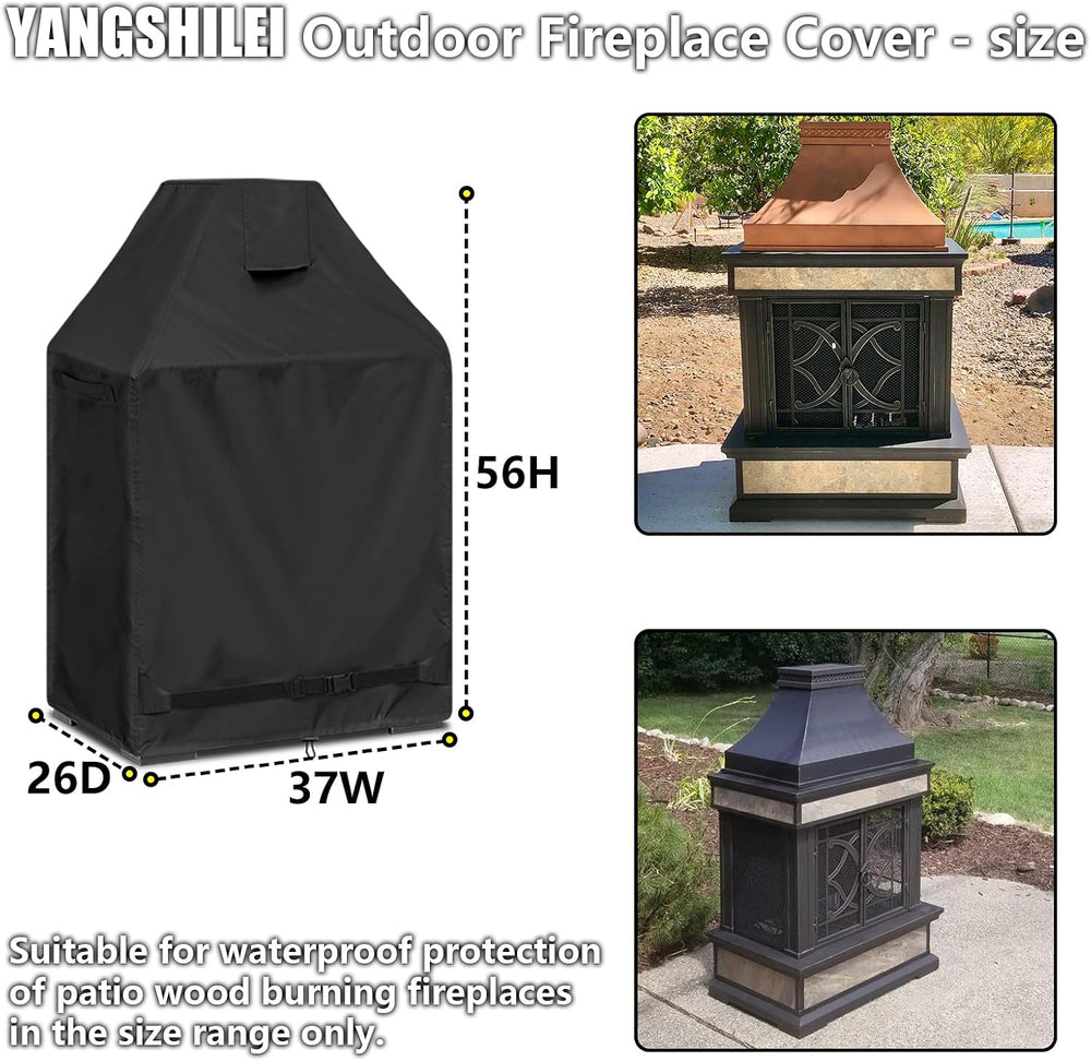 Outdoor Fireplace Cover 100% Waterproof - 37"W x 26"D x 56"H