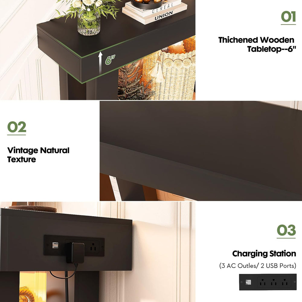 Unikito 47" Entryway Table with Sensor Light & AC Outlets with USB-C...