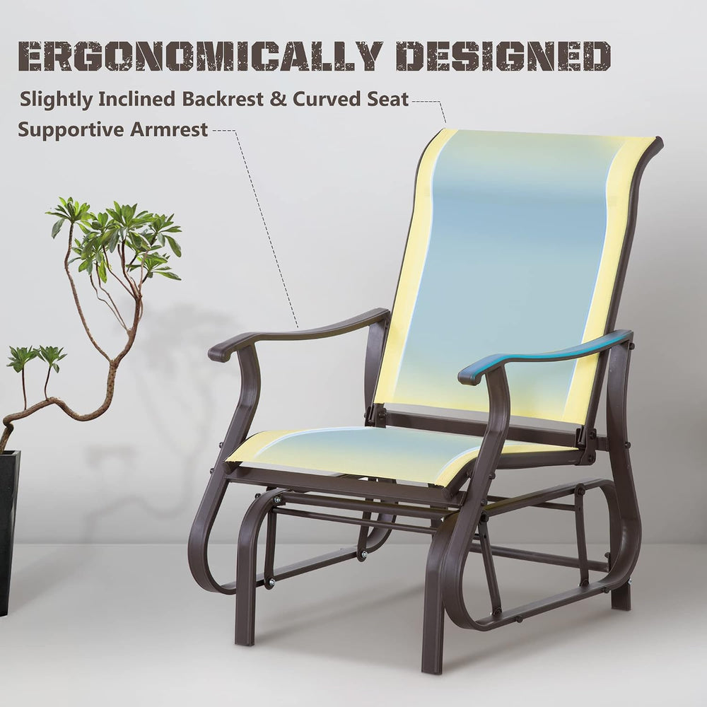 Outsunny Outdoor Glider Chair Patio Garden Steel Frame Beige
