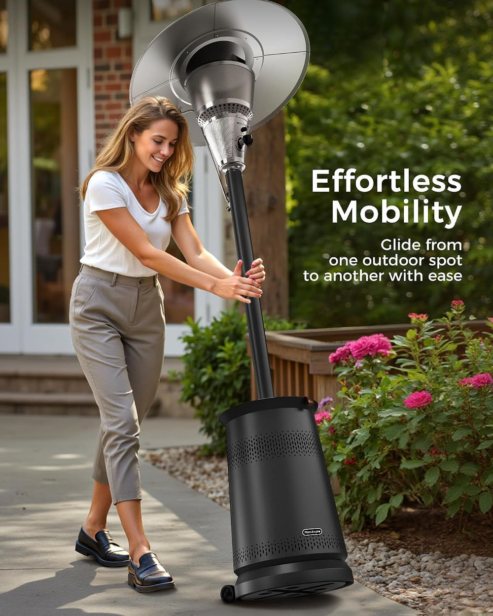 50,000 BTU Patio Heater for Outdoor Use With Adjustable Heat Focusing Top, Po...