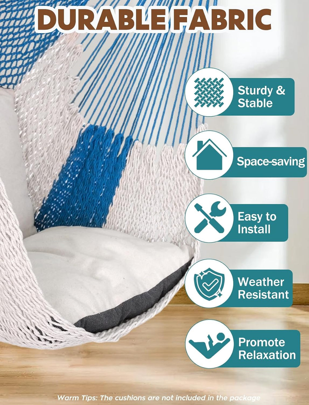 Chihee Handwoven Hammock Chair 7.9ft Detachable Strong Metal Spreader Bar