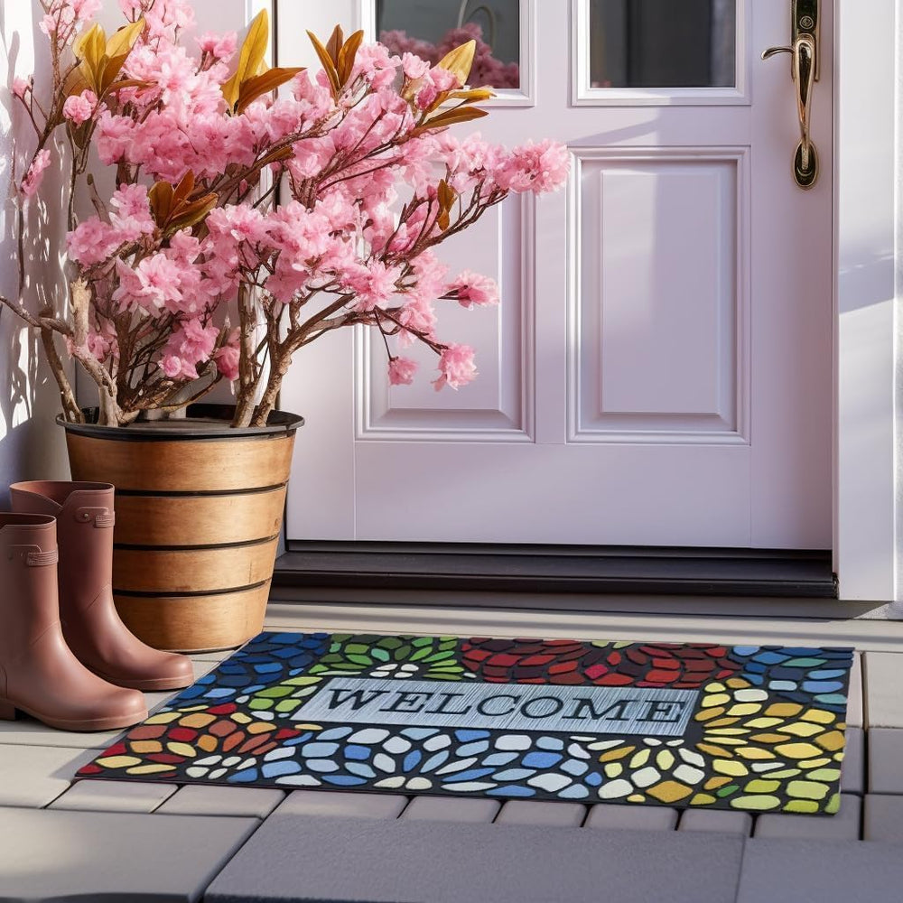 CHICHIC Colorful Welcome Door Mat, Welcome Mat 24x 36 Inch Front Doormat Outd...