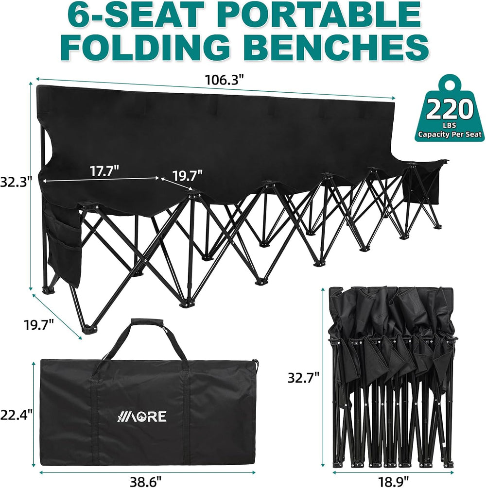 1MORE Folding Bench, Portable Foldable Sideline Bench for Team with Carry Bag