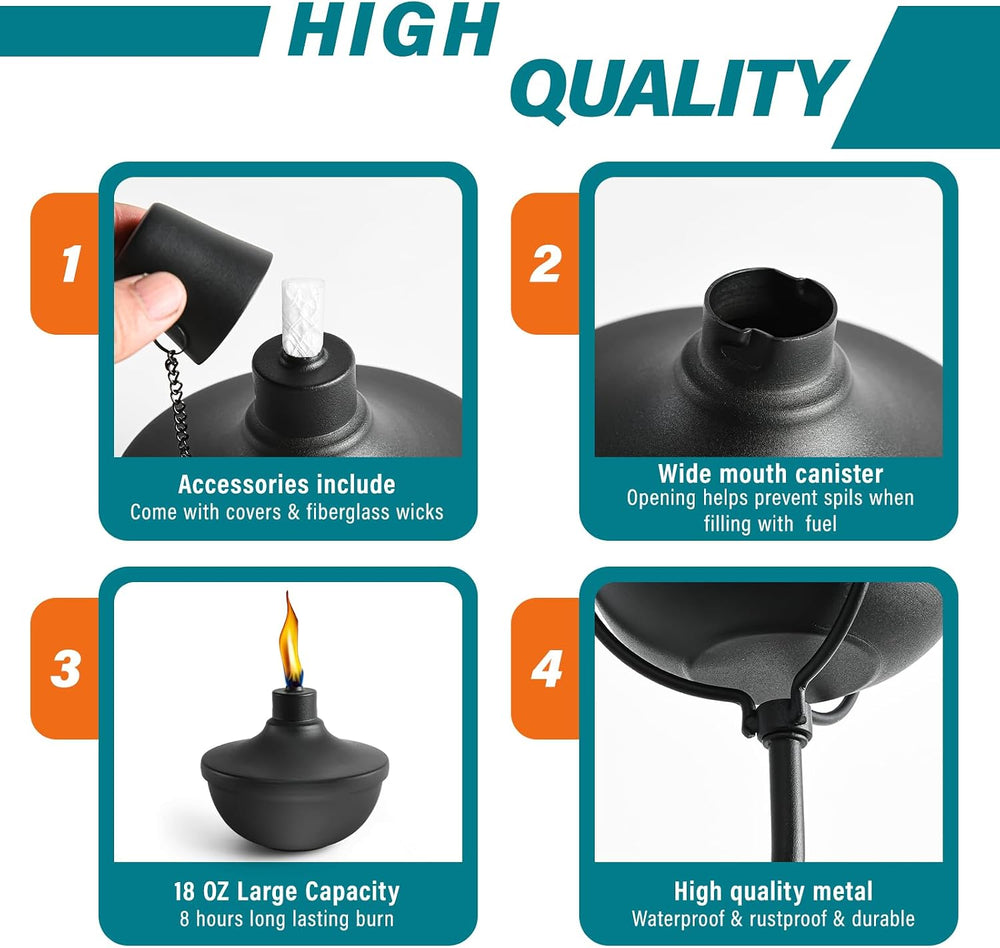 Wall Mounted Citronella Torches Set of 6, 24 oz Garden Torches for Outside, R...