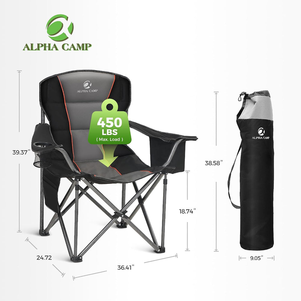ALPHA CAMP Oversized Fully Padded Camping Chairs with Lumbar Support
