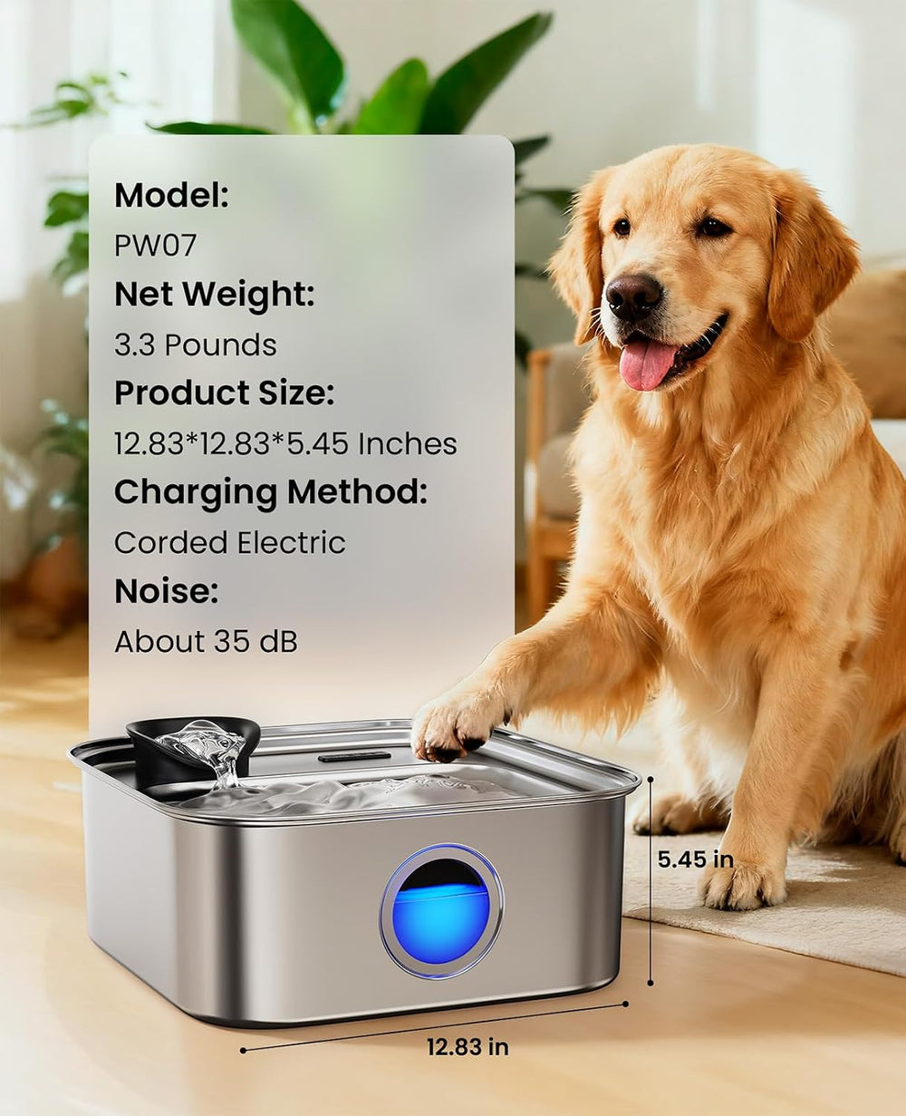oneisall 10L/2.6Gal Dog Water Fountain for Large Dogs (with 2 Filters)