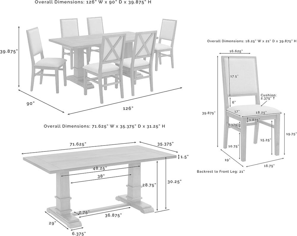 Crosley Furniture Joanna 7-Piece Dining Set, Upholstered Chairs