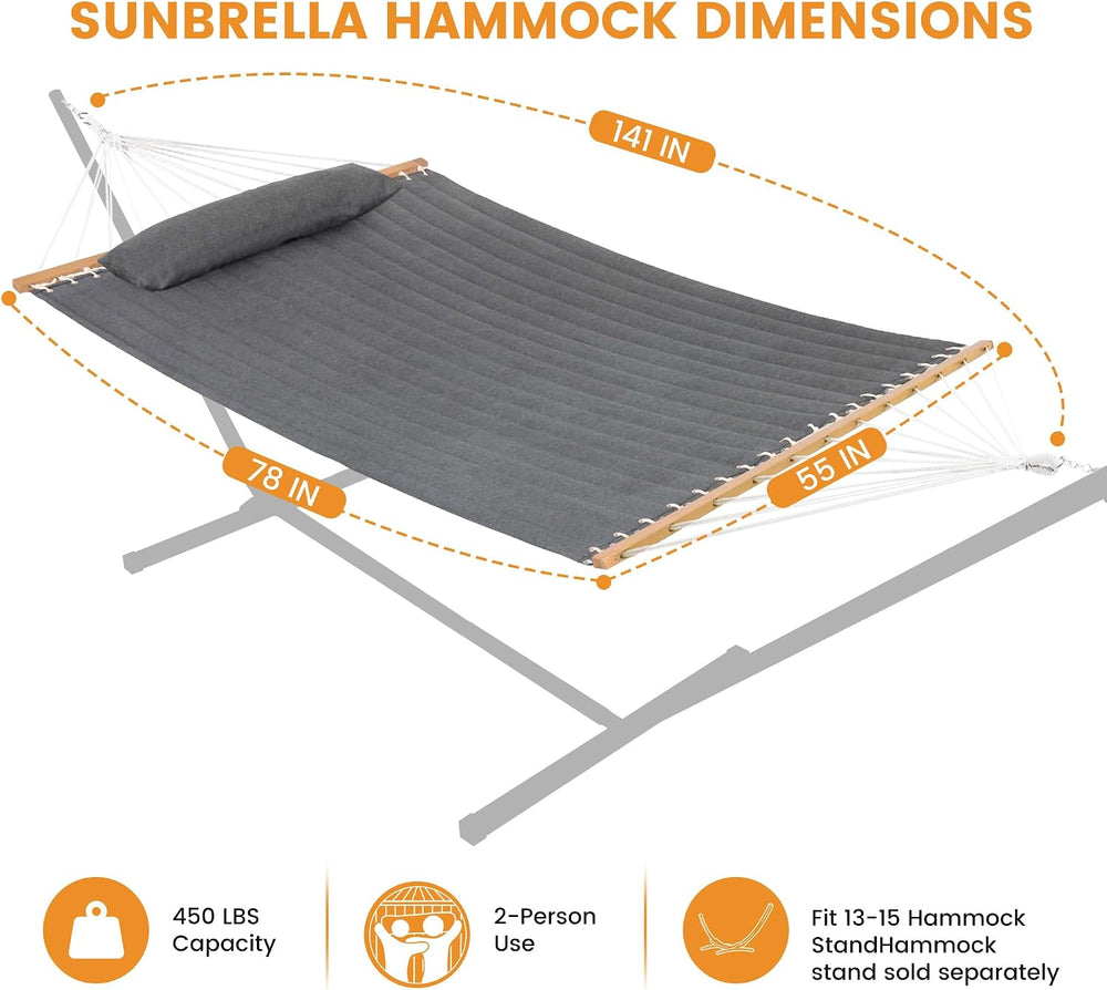 Lazy Daze 12 FT Sunbrella Quilted Hammock, Non-Fading Double Hammock