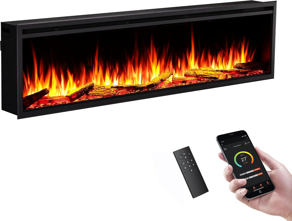 LegendFlame 72" W Smart Wall Mount & in Wall Recessed Electric Firep...