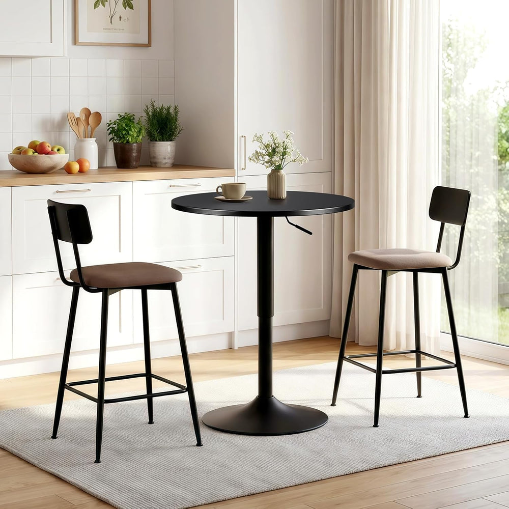 Furniliving Adjustable Height Pub Table 27''-36'', Round Cock...