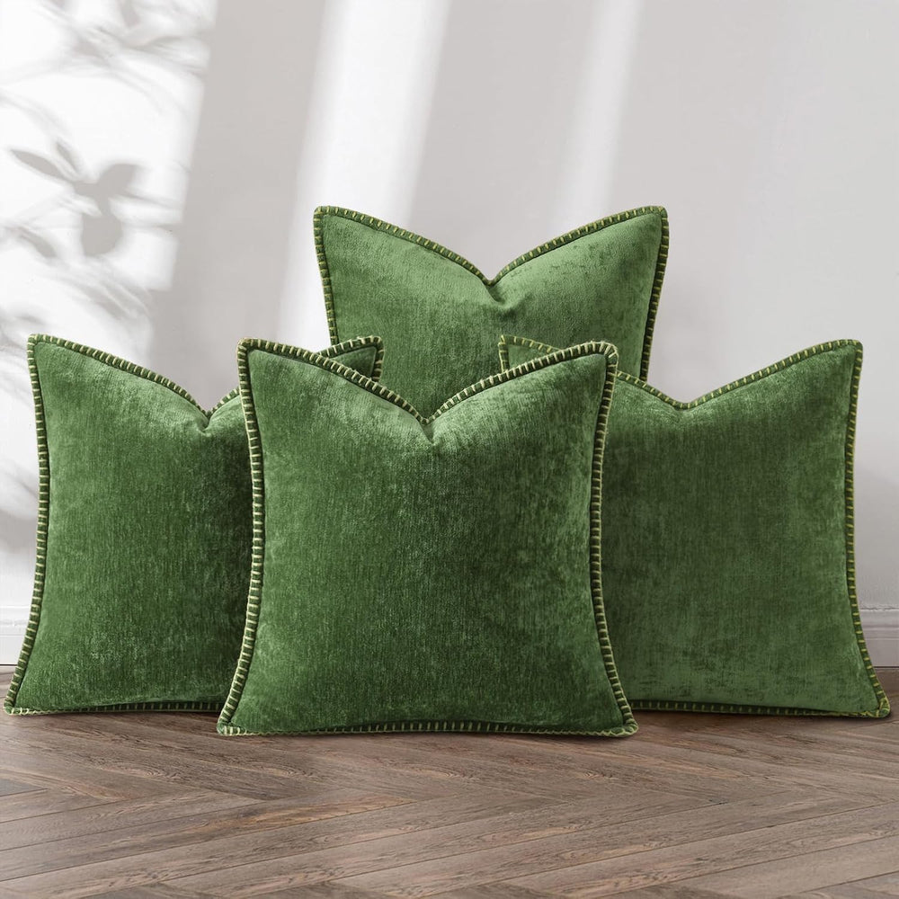decorUhome Fall Soft Decorative Chenille Throw Pillow Covers 18x18 Set of 4