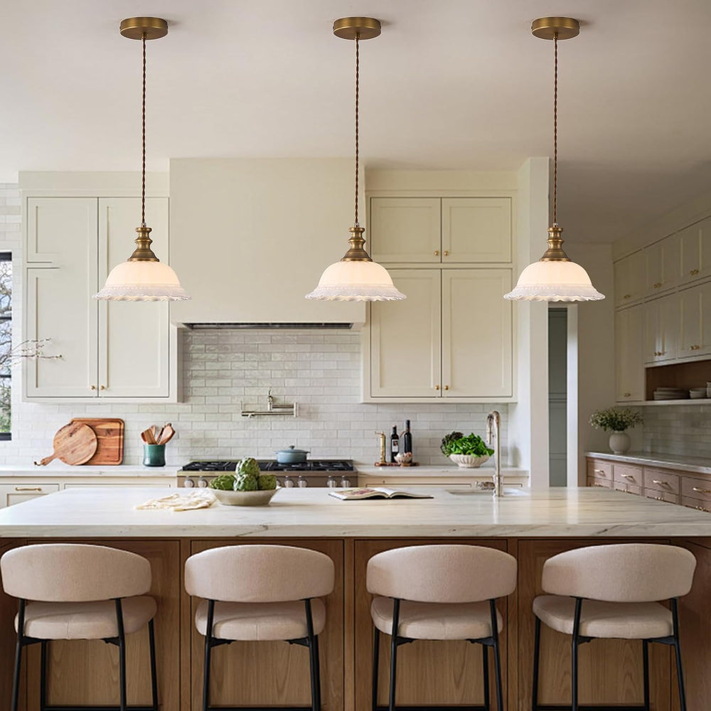 HDDFL White Glass Pendant Lights Modern Pendant Lighting Fixtures 11.8 in Han...