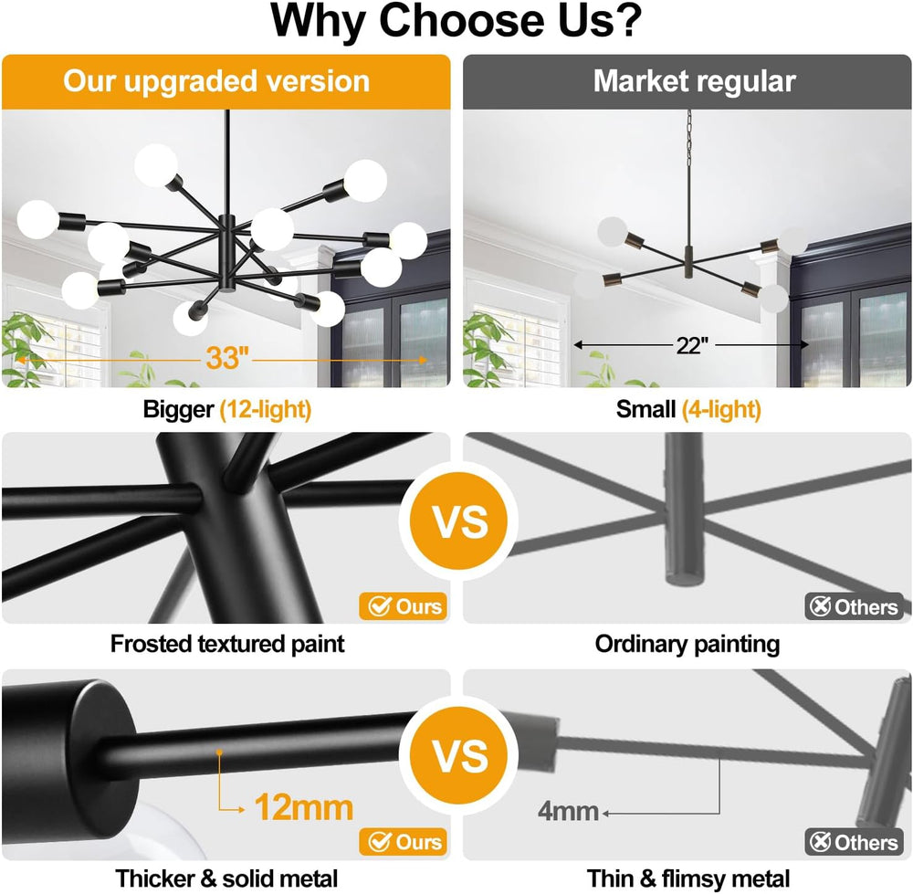 11"-52" Height Adjustable Modern Chandelier Ceiling Light Fixture, ...