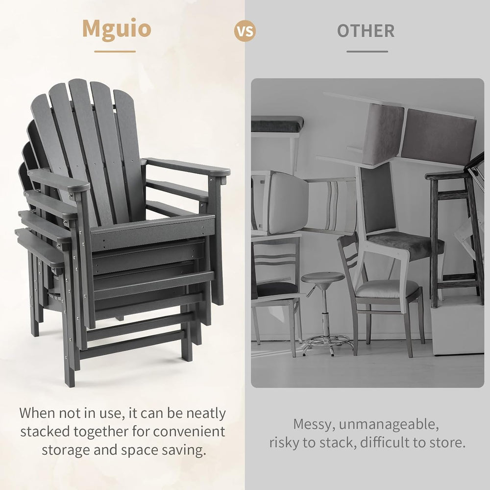 Oversized Stackable Adirondack Chair, HDPE All-Weather Fire Pit Chair