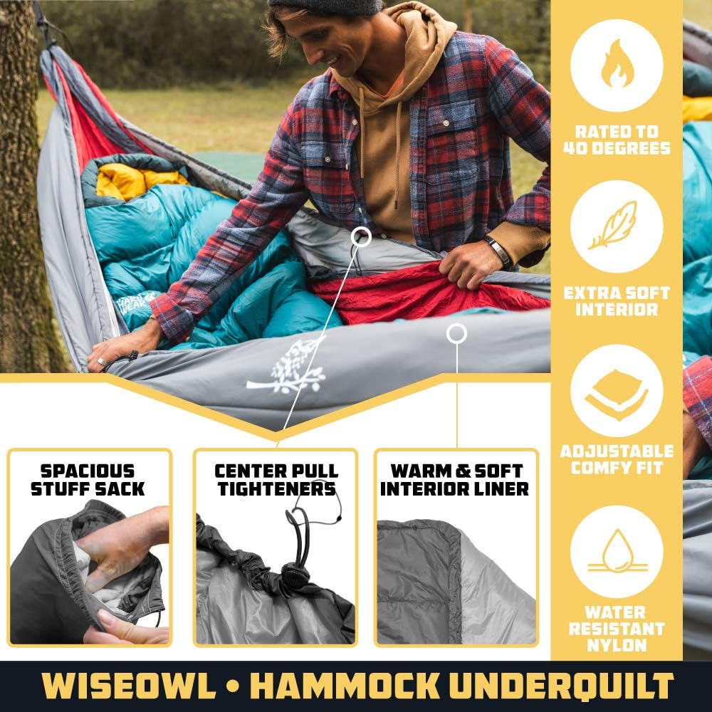 Wise Owl Outfitters Hammock Underquilt – Insulated Camping Quilt for Warm Sle...