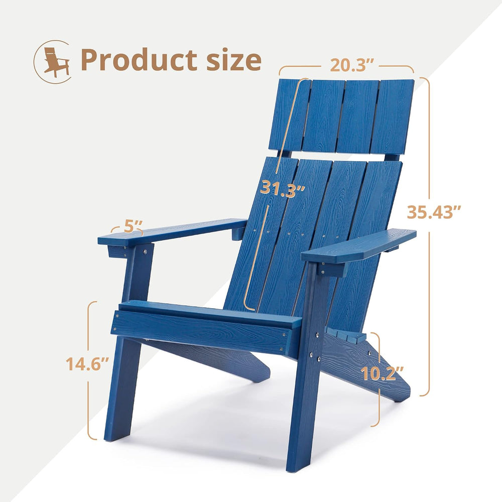 LUE BONA Modern Adirondack Chairs Set of 6, Navy Blue Plastic Adirondack Chai...