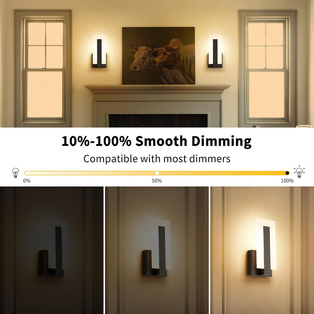 Joosenhouse Modern LED Wall Sconce Dimmable Wall Mounted Lamp Set of 2, Black...