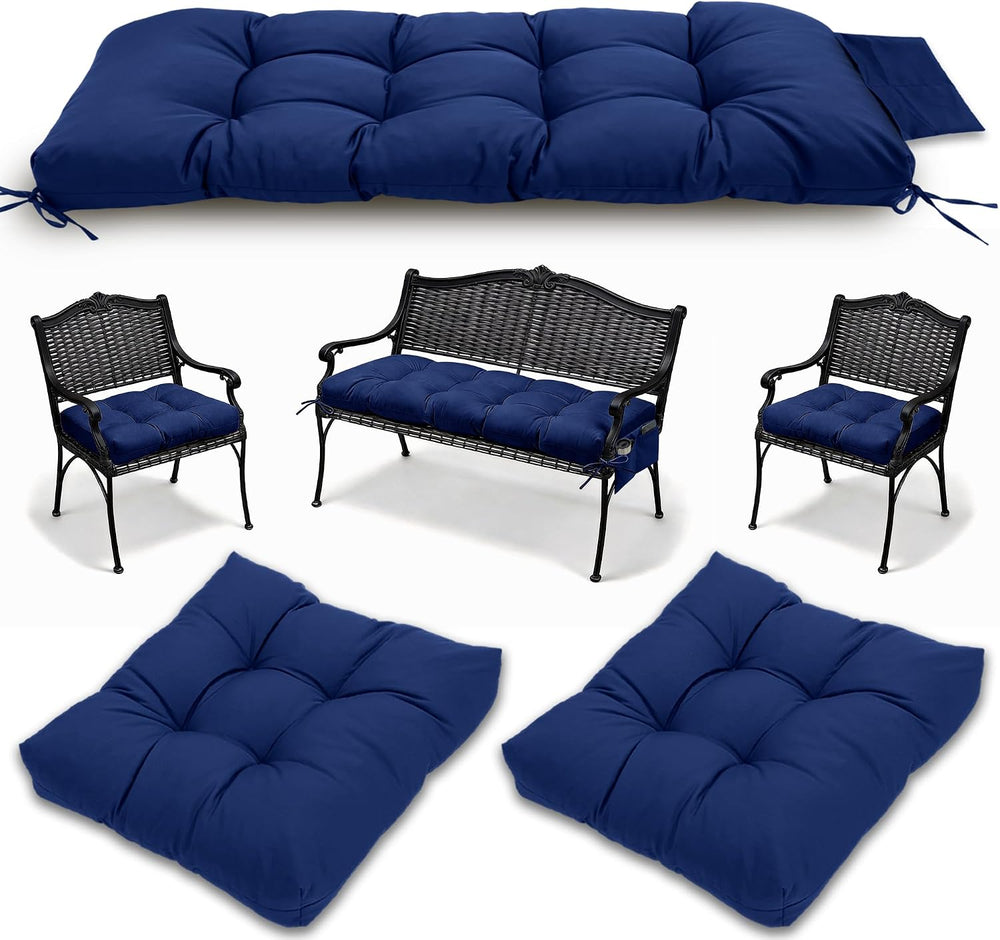 Yddsky 3Pcs Wicker Chair Cushion Sets for Patio Furniture,Navy,47*19*4''