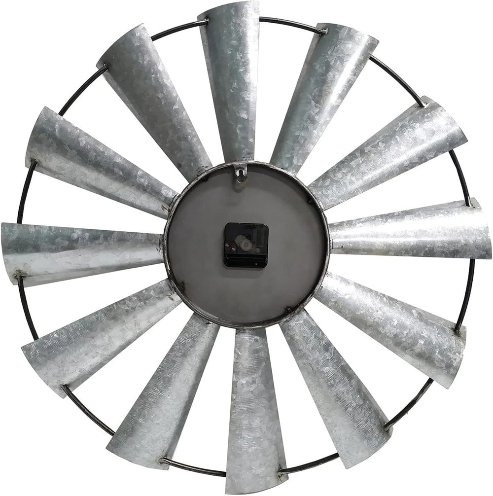 Evursua 24 Inch Modern Farmhouse Clock Large Metal Windmill Clock for Walls I...