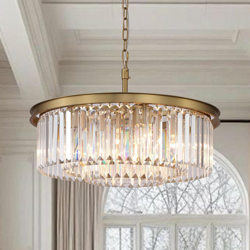 Modern 8-Light Crystal Chandelier, 20 Inch Copper
