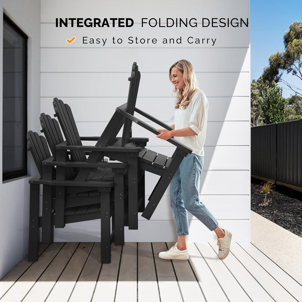 VINGLI Plastic Folding Adirondack Chair with Cup Holder, 100% Recyclable HDPE...