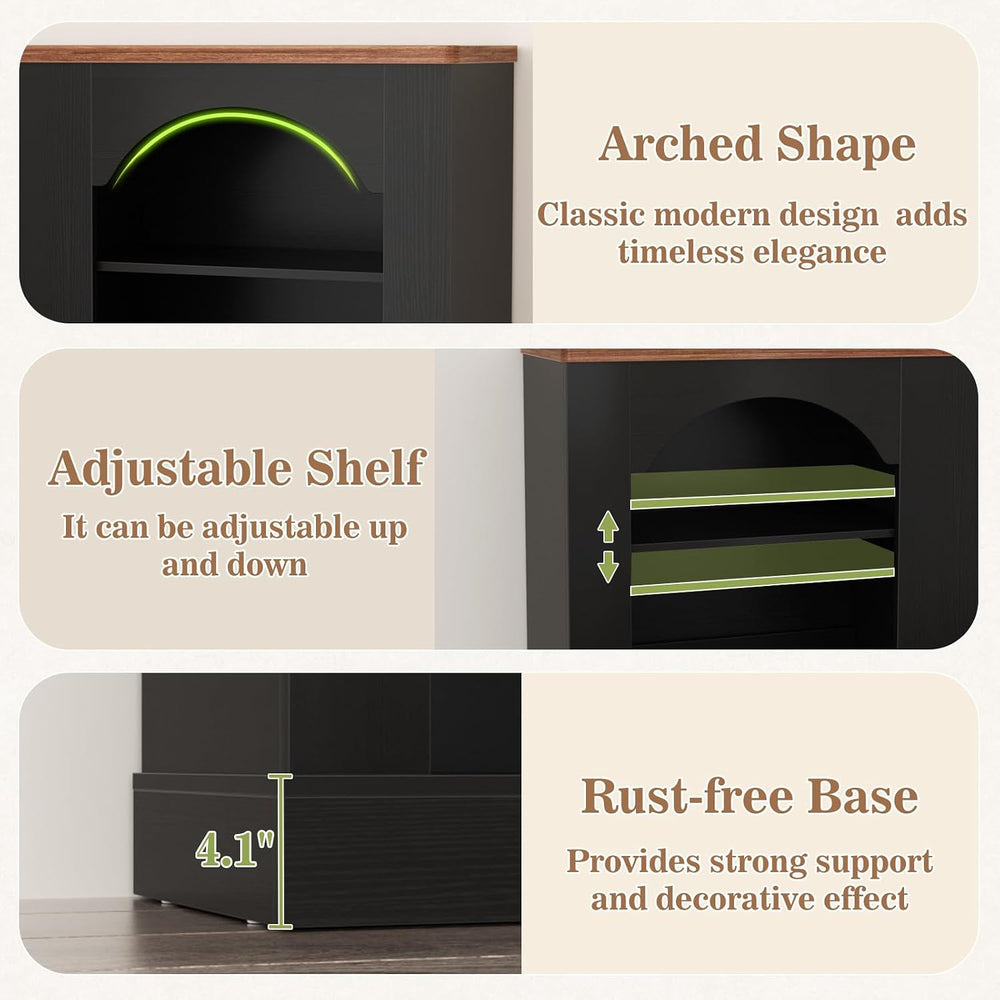 Unikito 94" Long Arched Console Table with LED Light & Adjustable Shelf