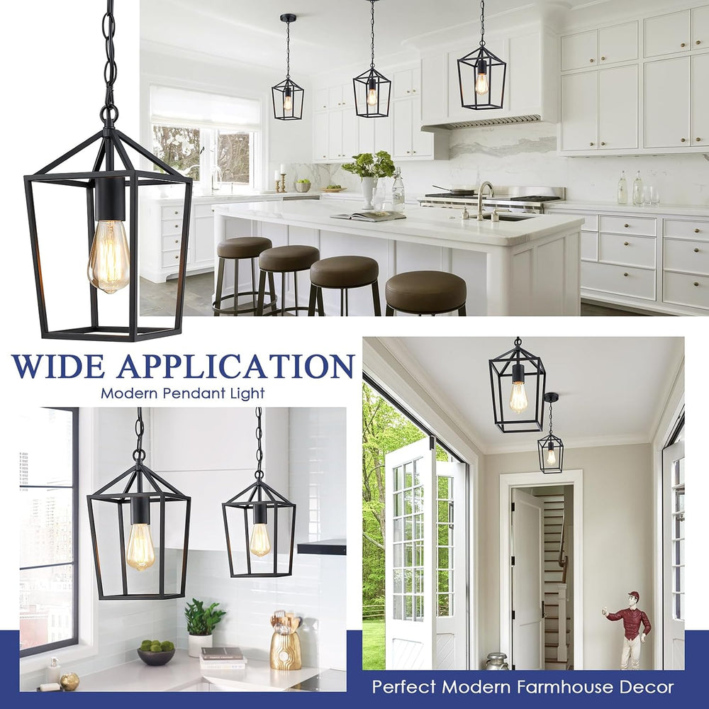 Sheetea 2 Pack Pendant Lights Kitchen Island, Modern Black Light Fixtures