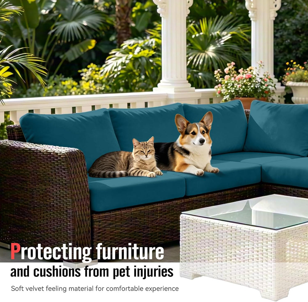 8Pcs Outdoor Cushion Covers, Stretch Patio Furniture Couch Chair Slipcovers