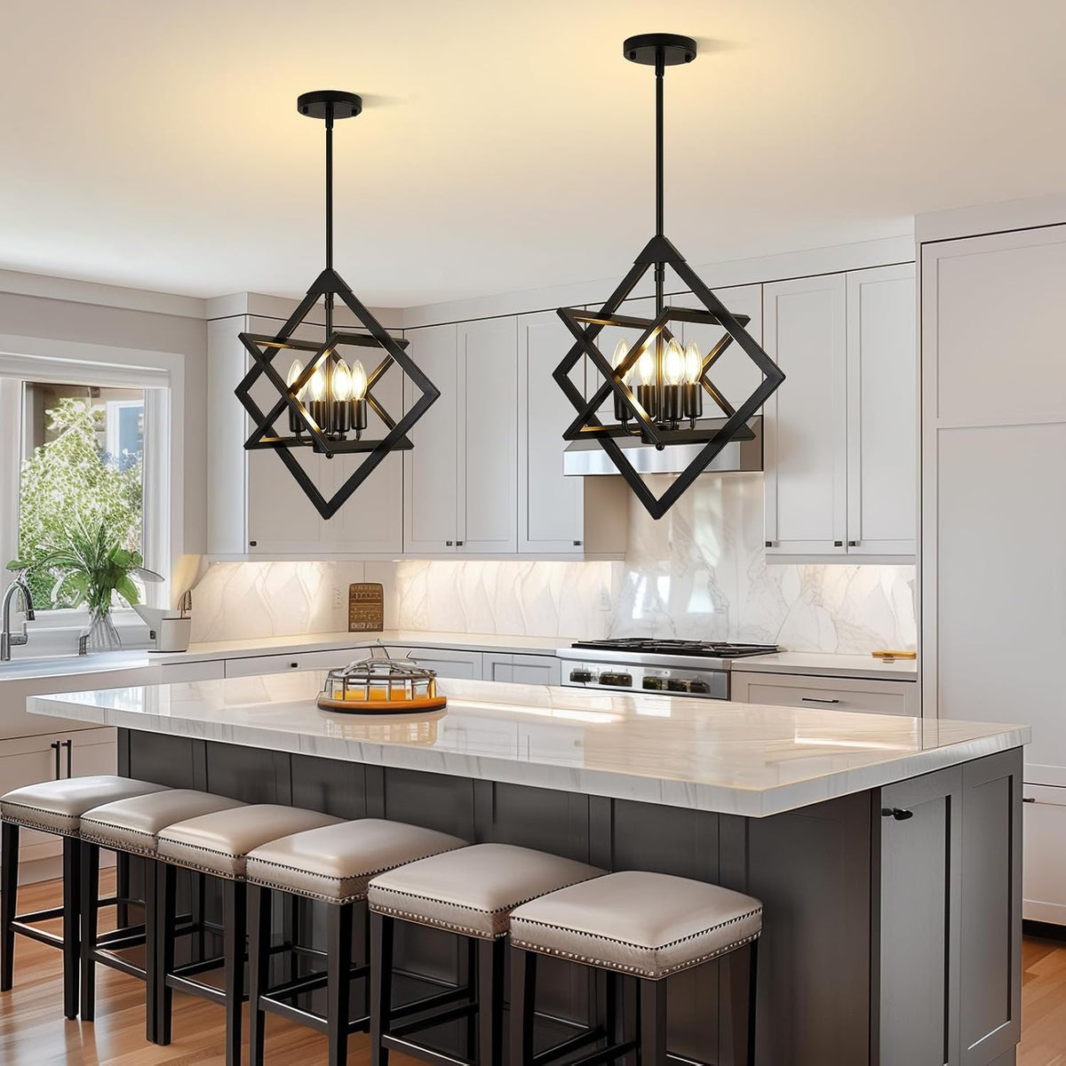 18" modern black chandelier for dining room, no, view 9