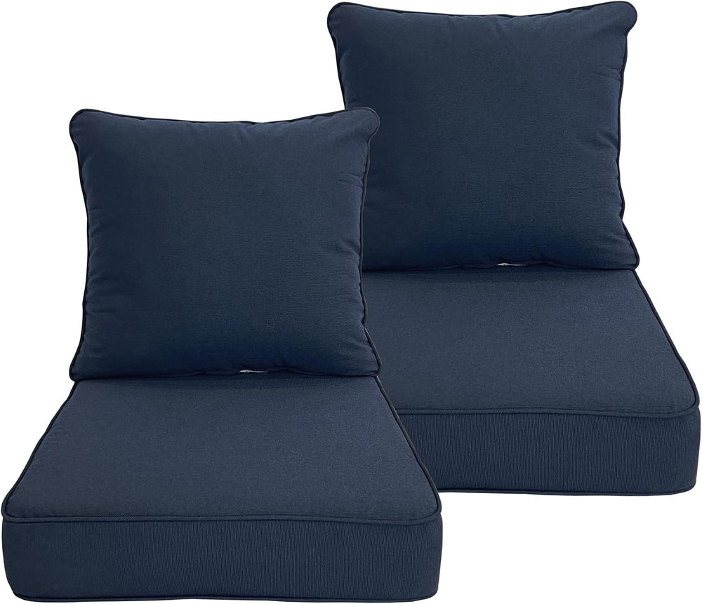 Deep Seat Cushion 22x24 2 Set (4 Pcs) for Outdoor Furniture, Water Repellent ...