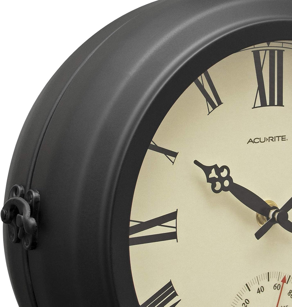 AcuRite 9-Inch Indoor/Outdoor Double-Sided Hanging Clock with 360-Degree Spin...