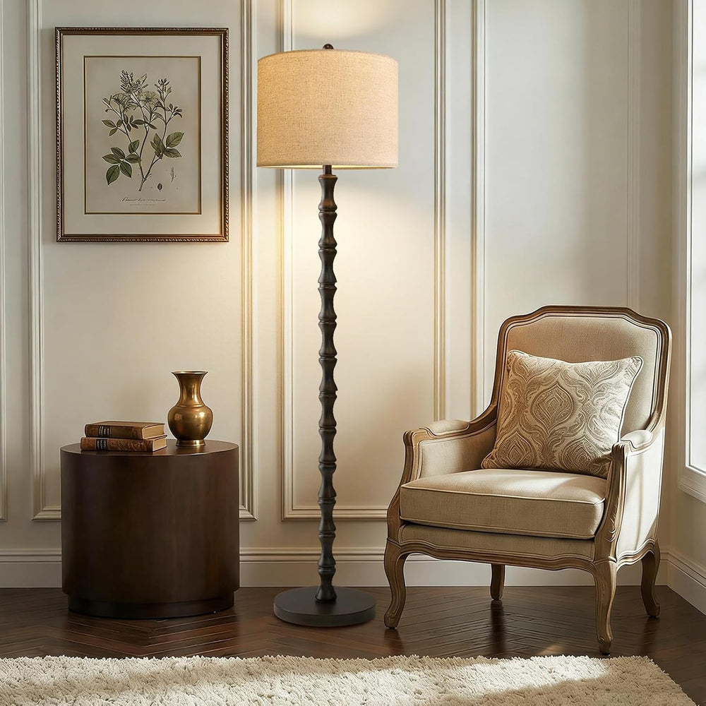 Wood Floor Lamps for Living Room Rattan Floor Lamp with Remote Control& 3...