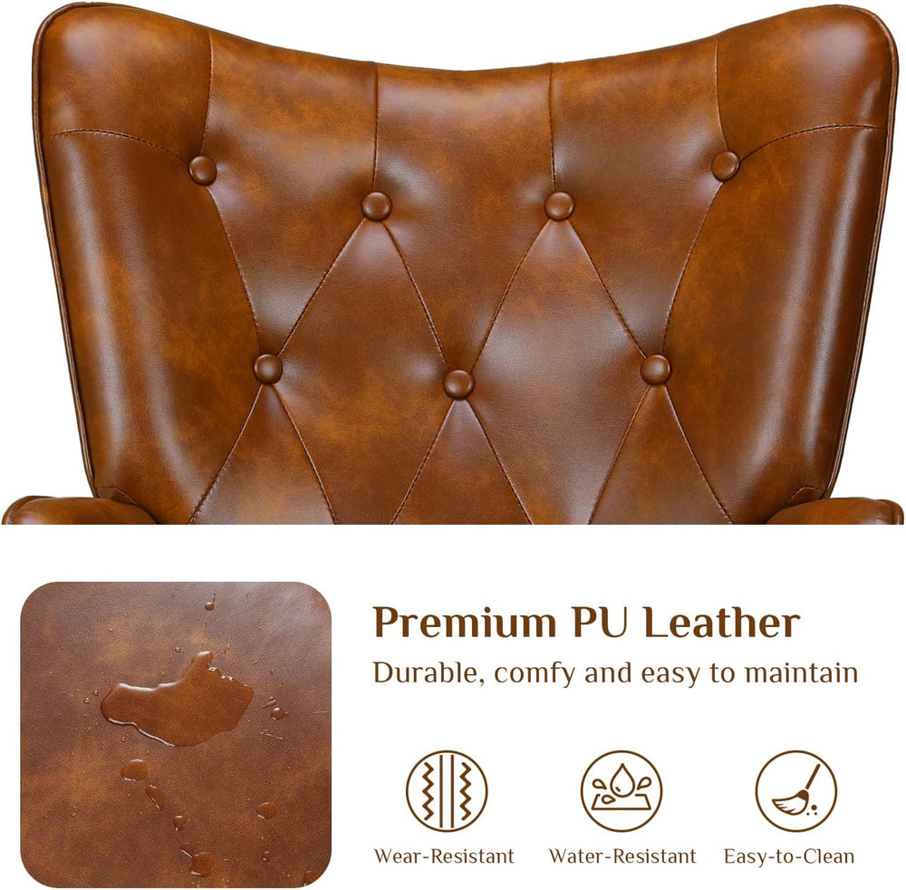 TLSUNNY Accent Chair, Upholstered PU Leather Living Room Chairs