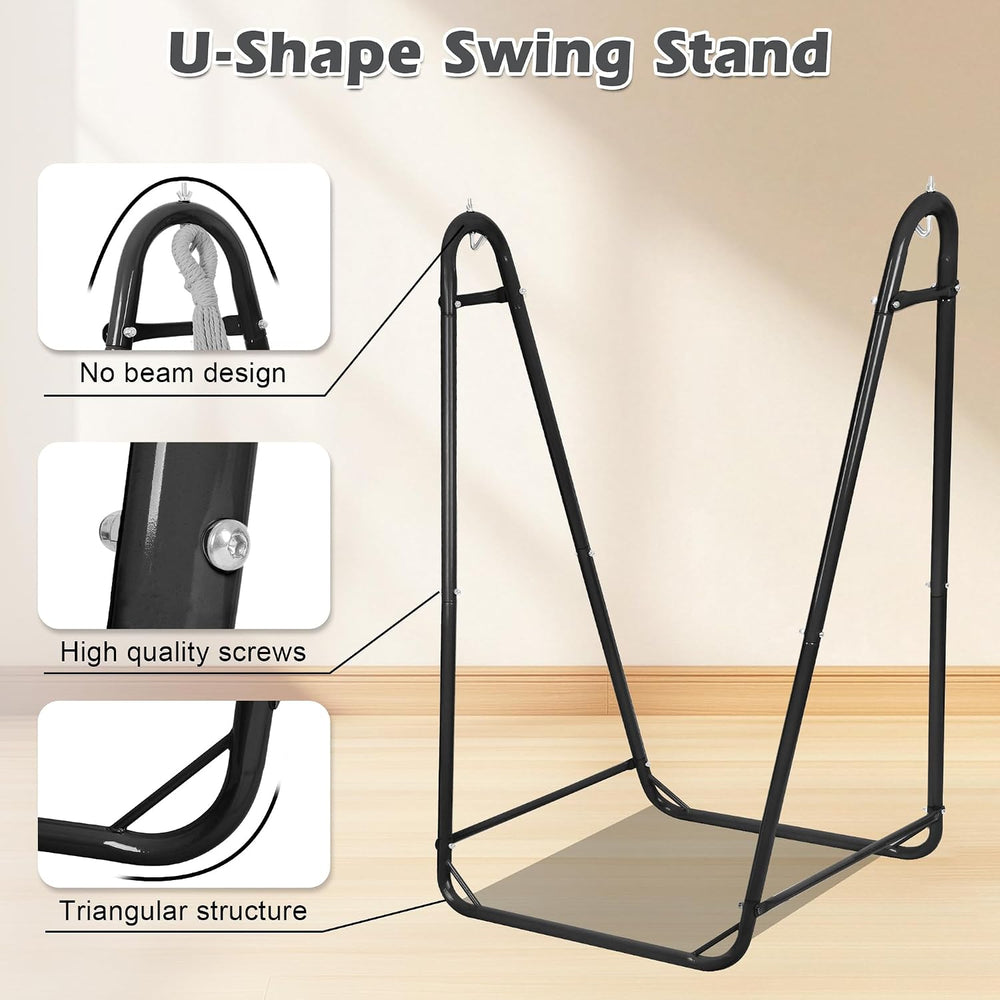 Hammock Chair with U Shape Stand, Cotton Swing Chair with Side Pocket