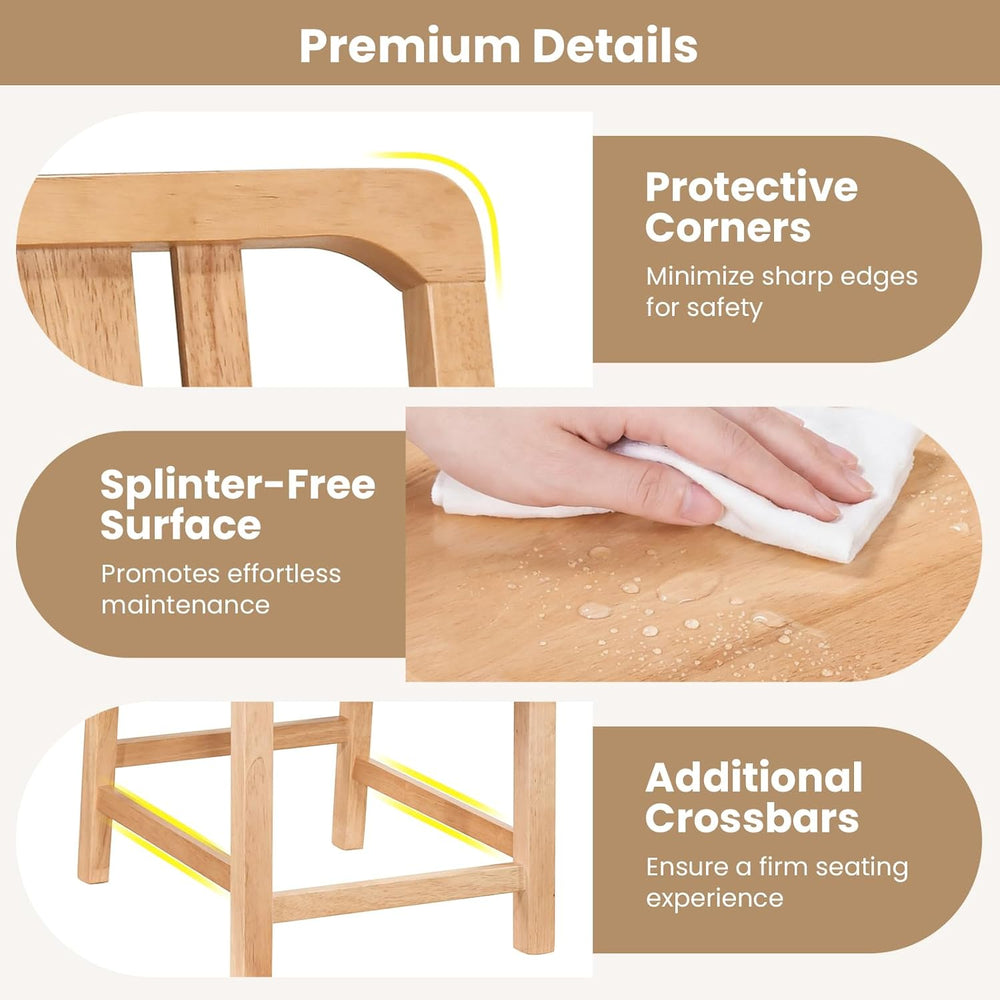 GIANTEX Wood Dining Chairs Set of 2, Natural Wooden Style,Hollowed Backrest