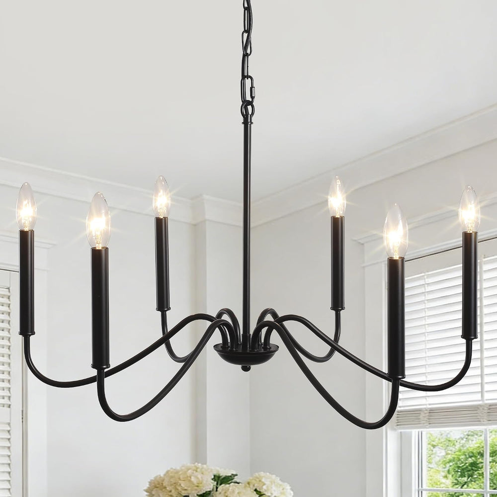 Black Chandelier- Modern Farmhouse Chandelier Dining Room Light Fixture