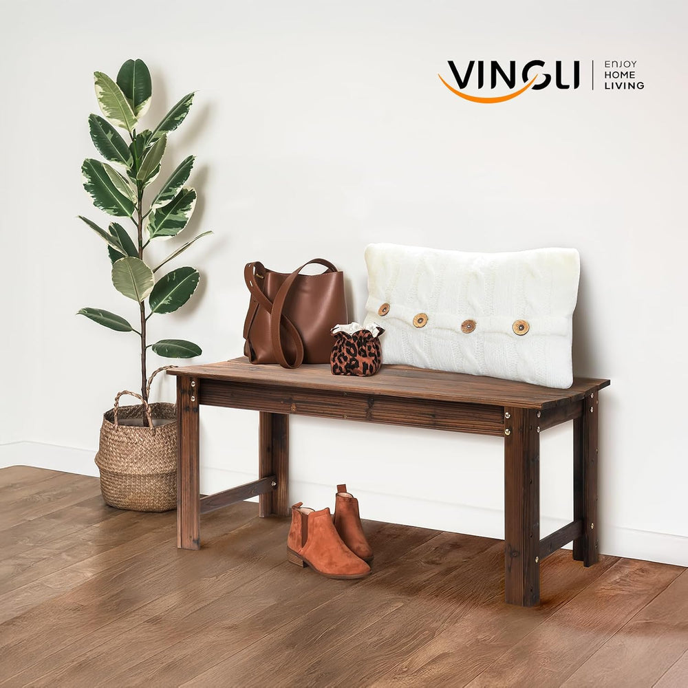 VINGLI Outdoor Wood Bench, 40" Outdoor Bench Patio Wooden Bench Garden B...
