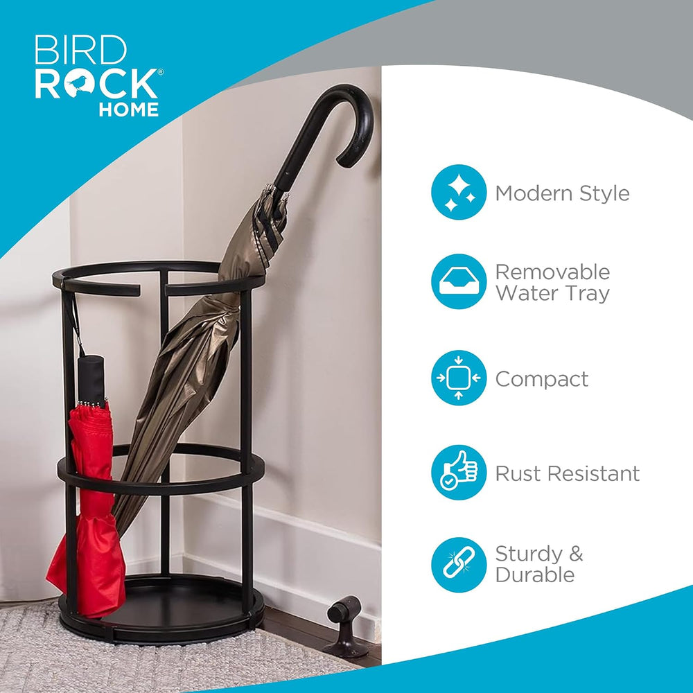 BIRDROCK HOME Circular Umbrella Holder with Removable Drip Tray - Stand for U...