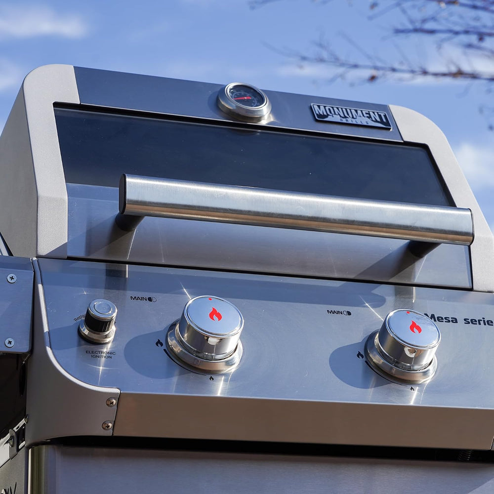 Monument Grills 2-Burner Stainless Steel Liquid Propane Gas Grill, Two Foldab...